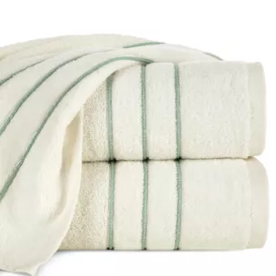 Ręcznik kąpielowy 70x140 cm bawełniany kolor kremowy z kontrastującymi paseczkami 500 g/m2 SIBEL