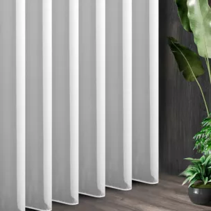 Tkanina firanowa lekki woal w stylu eko o niestandardowej wysokości 360 cm zakończona obciążnikiem