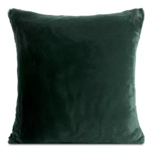 Poszewka na poduszkę 60x60 cm ciemnozielona z miękkiej futrzanej tkaniny NINA