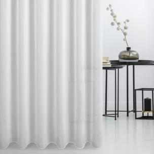 Firana szyta na taśmie 5 cm biała z delikatnej batystowej tkaniny z połyskiem