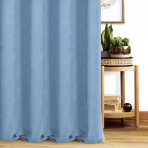 Zasłona szyta na taśmie 5 cm jasnoniebieska z miękkiej tkaniny o welurowej strukturze