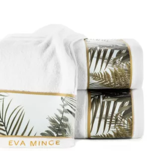 Ręcznik kąpielowy 50X90 cm bawełniany kolor biały z designerską bordiurą 500 g/m2 EVA 17 Eva Minge
