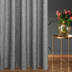 Zasłona szyta na taśmie 5 cm grafitowa z tkaniny typu bukla z efektem melanżu