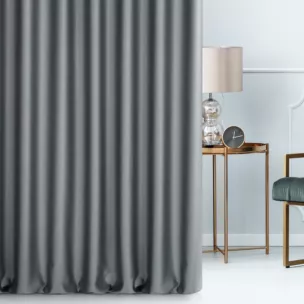 Zasłona szyta na taśmie 5 cm szara z gładkiej tkaniny typu dimout