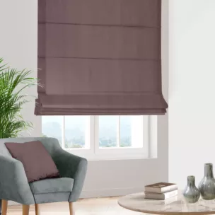 Roleta rzymska ciemnofioletowa z miękkiej półmatowej tkaniny welwetowej
