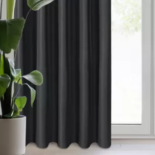 Zasłona czarna z matowej gładkiej tkaniny 140x270 cm taśma RITA