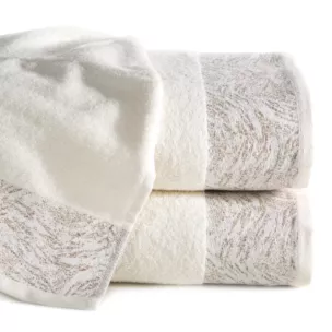 Ręcznik kąpielowy 50x90 cm bawełniany kolor kremowy z żakardową bordiurą 500 g/m2 RUBI