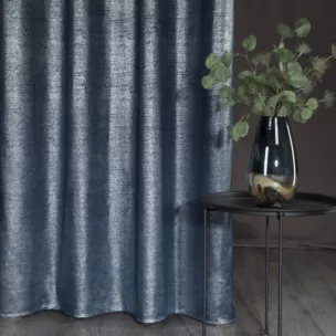 Zasłona welwetowa granatowo, srebrna z miedzianym nadrukiem 140x250 cm przelotka - AMBI