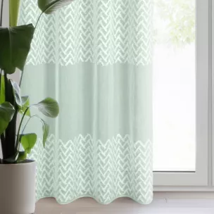 Firana miętowa zdobiona puszystą aplikacją 140x250 cm przelotka ESTER