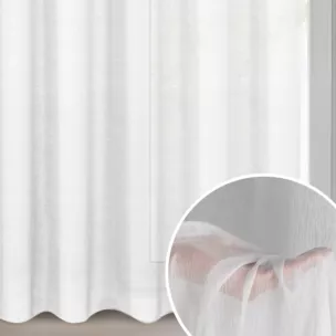 Firana biała o strukturze drobnego deszczyku wzór pionowy 350x250 cm przelotka REBECCA