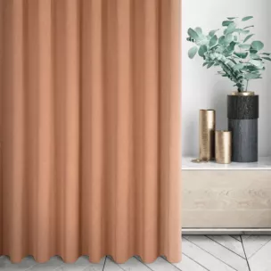 Zasłona szyta na taśmie 5 cm miedziana z tkaniny strukturalnej z delikatnym połyskiem