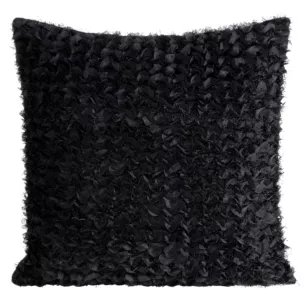 Poszewka na poduszkę 45x45 cm z tkaniny szyfonowej kolor czarny zdobiona moherową nicią TIFFANY Eva Minge
