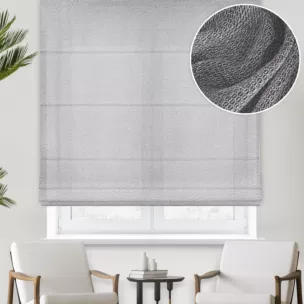 Roleta rzymska srebrna z eleganckiej siatki w stylu glamour z połyskliwą nicią, wykończona obciążnikiem Italissima Eva Minge