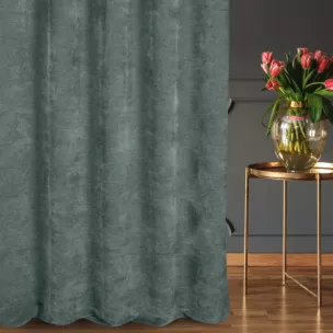 Zasłona szyta na taśmie 5 cm miętowa z tkaniny szenilowej z efektem melanżu