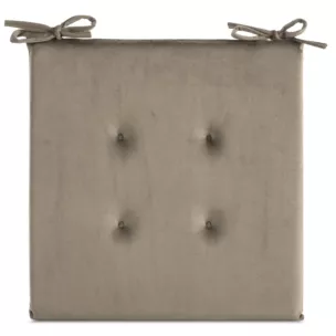 Poduszka na krzesło 40 x 40 x 3 cm welwetowa ciemnobeżowa z ozdobnym pikowaniem i praktycznymi troczkami GAJA