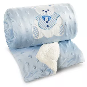 Koc dziecięcy 110x140 cm niebieski z dodatkiem przyjemnej tkaniny barankowej BABY 4 Pierre Cardin