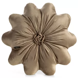 Poduszka w kształcie kwiatka o średnicy 40 cm welwetowa beżowa FLORES 5
