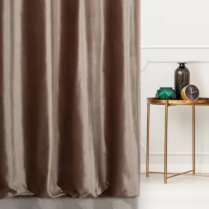 Zasłona szyta na taśmie 5 cm szampańska z miękkiej welwetowej tkaniny z połyskiem