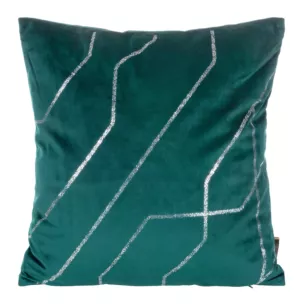 Poszewka na poduszkę 45x45 cm welwetowa ciemnoturkusowa ze srebrnym nadrukiem BLINK 37