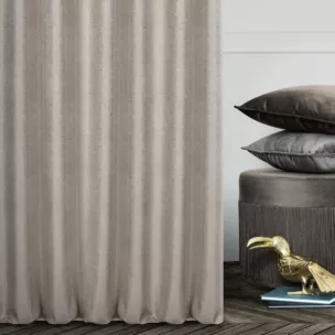 Zasłona szyta na taśmie 5 cm beżowa z miękkiej tkaniny z widocznym ozdobnym splotem