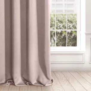 Zasłona pudrowo różowa z gładkiej matowej tkaniny zaciemniającej 135x270 cm taśma - BLACKOUT