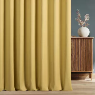 Zasłona szyta na flexach jasnozielona z tkaniny o naturalnym splocie z efektem melanżu