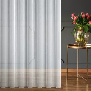 Firana szyta na taśmie 5 cm biała z delikatnej cienkiej matowej etaminy wykończonej obciążnikiem