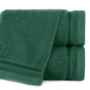 Ręcznik do rąk 40x60 cm bawełniany kolor ciemnozielony z bordiurą w pasy 500 g/m2 ABBIE