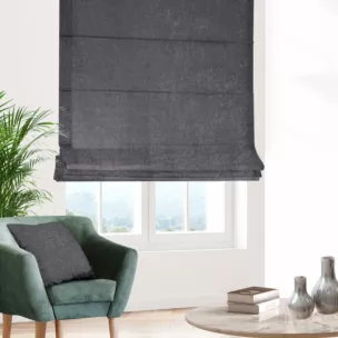 Roleta rzymska stalowa z miękkiej tkaniny szenilowej typu dimout o naturalnym splocie