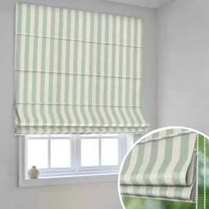 Roleta rzymska naturalno turkusowa z tkaniny w pasy