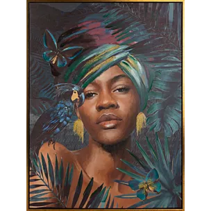 Obraz BELLE 2 portret kobiety ręcznie malowany na płótnie w złotej ramce