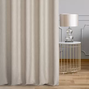 Zasłona szyta na taśmie 5 cm beżowa z tkaniny o wyraźnym splocie z efektem melanżu