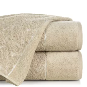 Ręcznik kąpielowy 70x140 cm bawełniany kolor beżowy zdobiony wytłaczanym wzorem NOLA