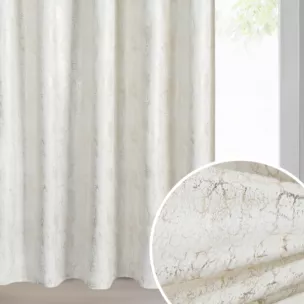 Zasłona kremowo, szampańska welwetowa z błyszczącym nadrukiem 140x250 cm taśma - INGRID