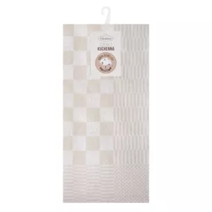 Komplet ściereczek kuchennych 2szt 50x70 cm bawełniany kolor beżowy zdobionych motywem szachownicy 200 g/m2 MAURO