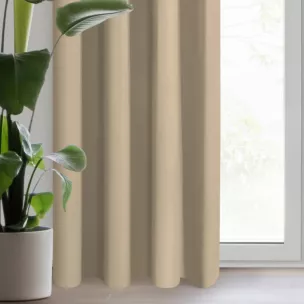 Zasłona beżowa z tkaniny typu dimout 140x250 cm przelotka - NERISA