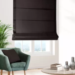 Roleta rzymska ciemnobrązowa z jednokolorowej gładkiej tkaniny
