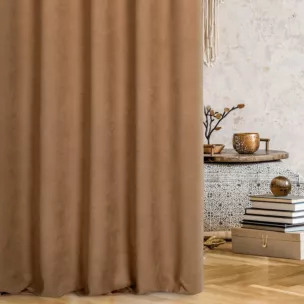 Zasłona szyta na taśmie 5 cm DORA - HIT ciemnozłota z miękkiej tkaniny o welurowej strukturze