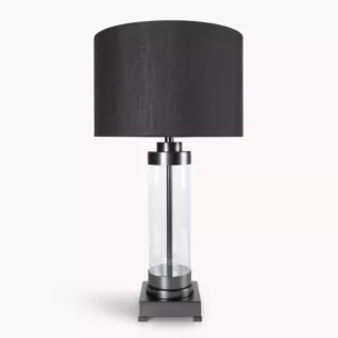 Lampa stołowa do pokoju czarna CLARA o prostej szklanej podstawie