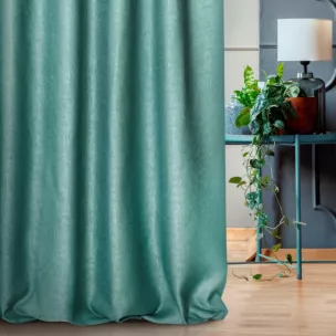 Zasłona szyta na taśmie 5 cm CANDY zielona z tkaniny z strukturalnym spolotem