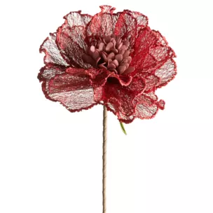 Kwiat sztuczny czerwony z siateczki 85 cm