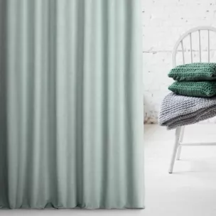 Zasłona szyta na taśmie 5 cm turkusowa z gładkiej tkaniny w stylu eko