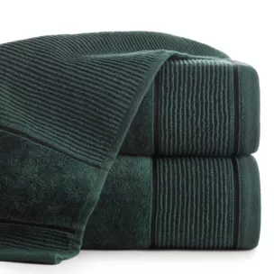 Ręcznik kapielowy 50x90 cm bawełniany kolor ciemnozielony z welurową bordiurą 500 g/m2 EMMA