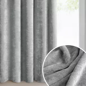 Zasłona szara o szenilowej strukturze 140x250 cm przelotka - NESKA