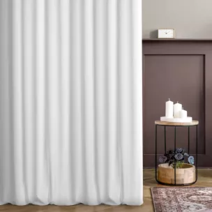 Zasłona szyta na taśmie 5 cm biała z miękkiej półmatowej tkaniny welwetowej