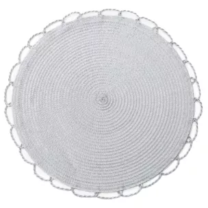 Podkładka okrągła na stół srebrna średnica 38 cm TINA pleciona
