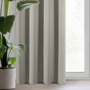Zasłona ciemnobeżowa z gładkiej tkaniny zaciemniającej typu - BLACKOUT 135x250 cm przelotka - PARISA - Design 91