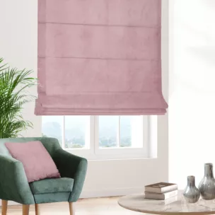 Roleta rzymska WALDO jasnoróżowa ze szlachetnej grubej tkaniny welwetowej o gramaturze 400g/m2