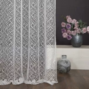 Firana biała o strukturze pajęczej sieci 140x250 cm przelotka AMANDA