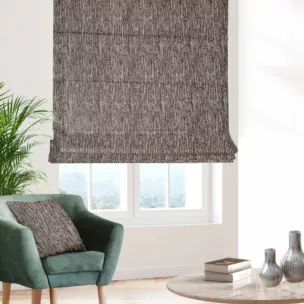 Roleta rzymska brązowo beżowa z miękkiej tkaniny szenilowej z melanżowym wzorem